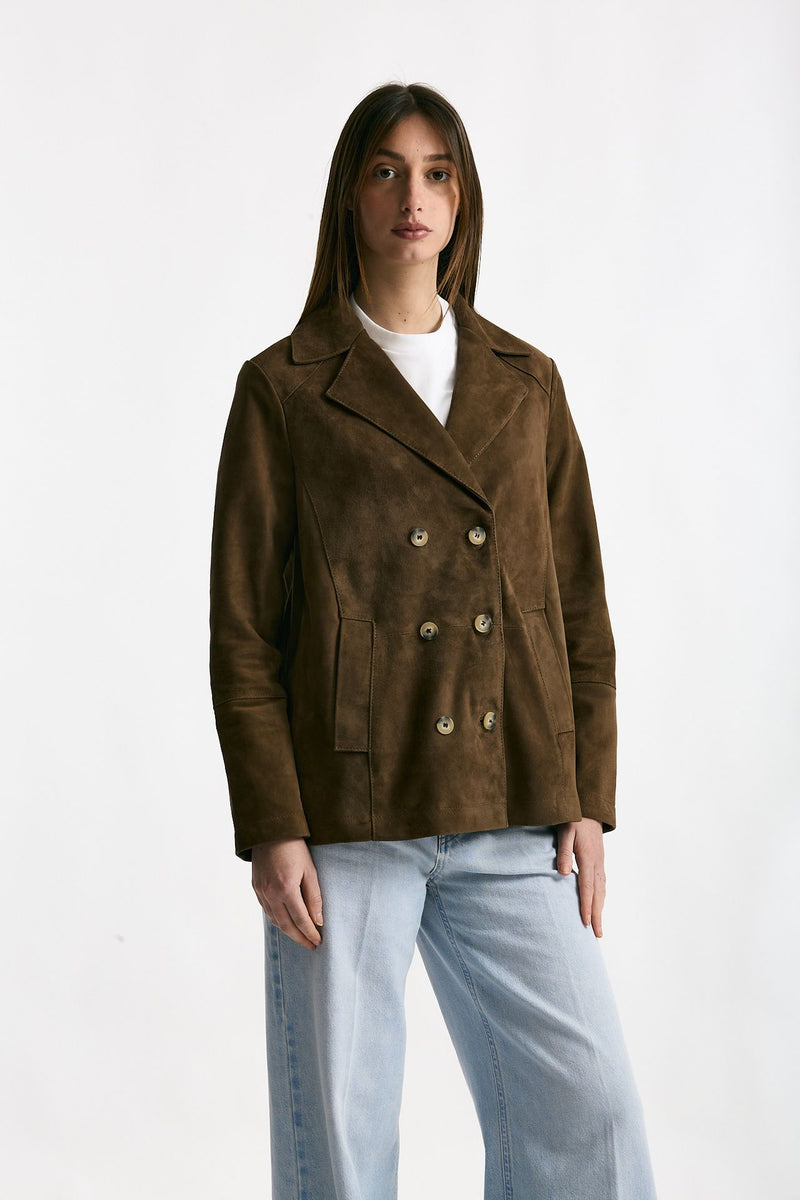 Blazer in suede marrone cognac donna Mono - 4