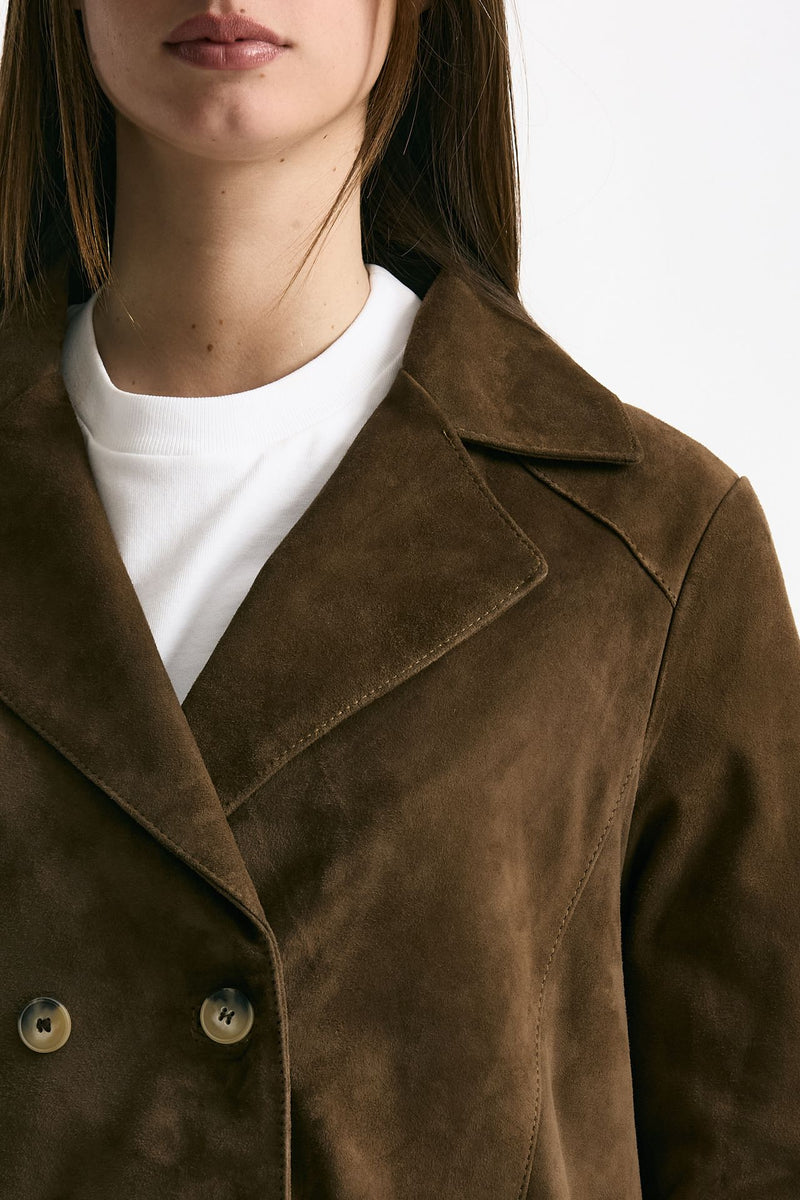 Blazer in suede marrone cognac donna Mono - 6