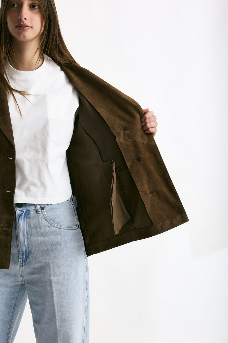 Blazer in suede marrone cognac donna Mono - 7