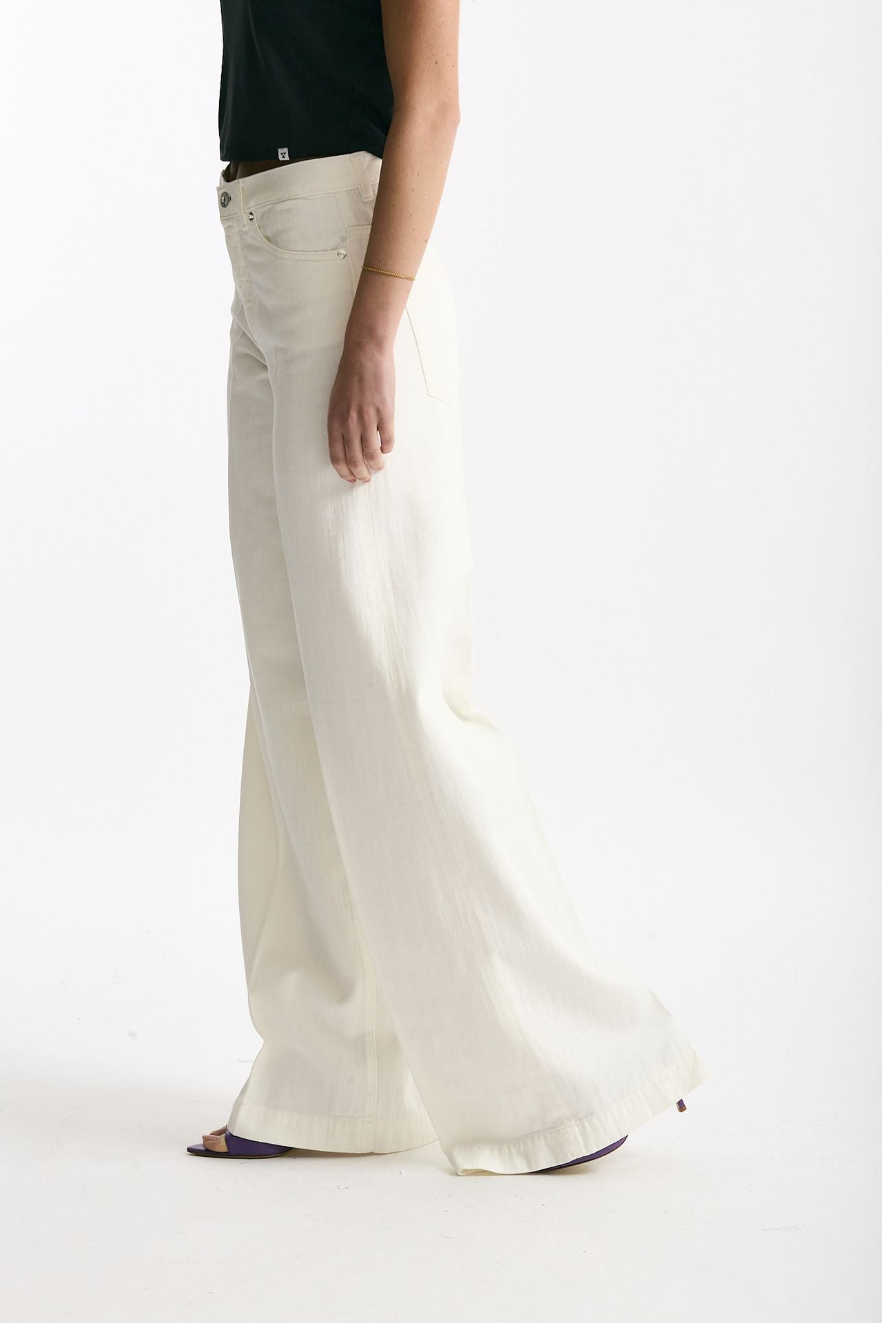 Pantalone NADIA palazzo cotone bianco donna Nine in the morning - 2