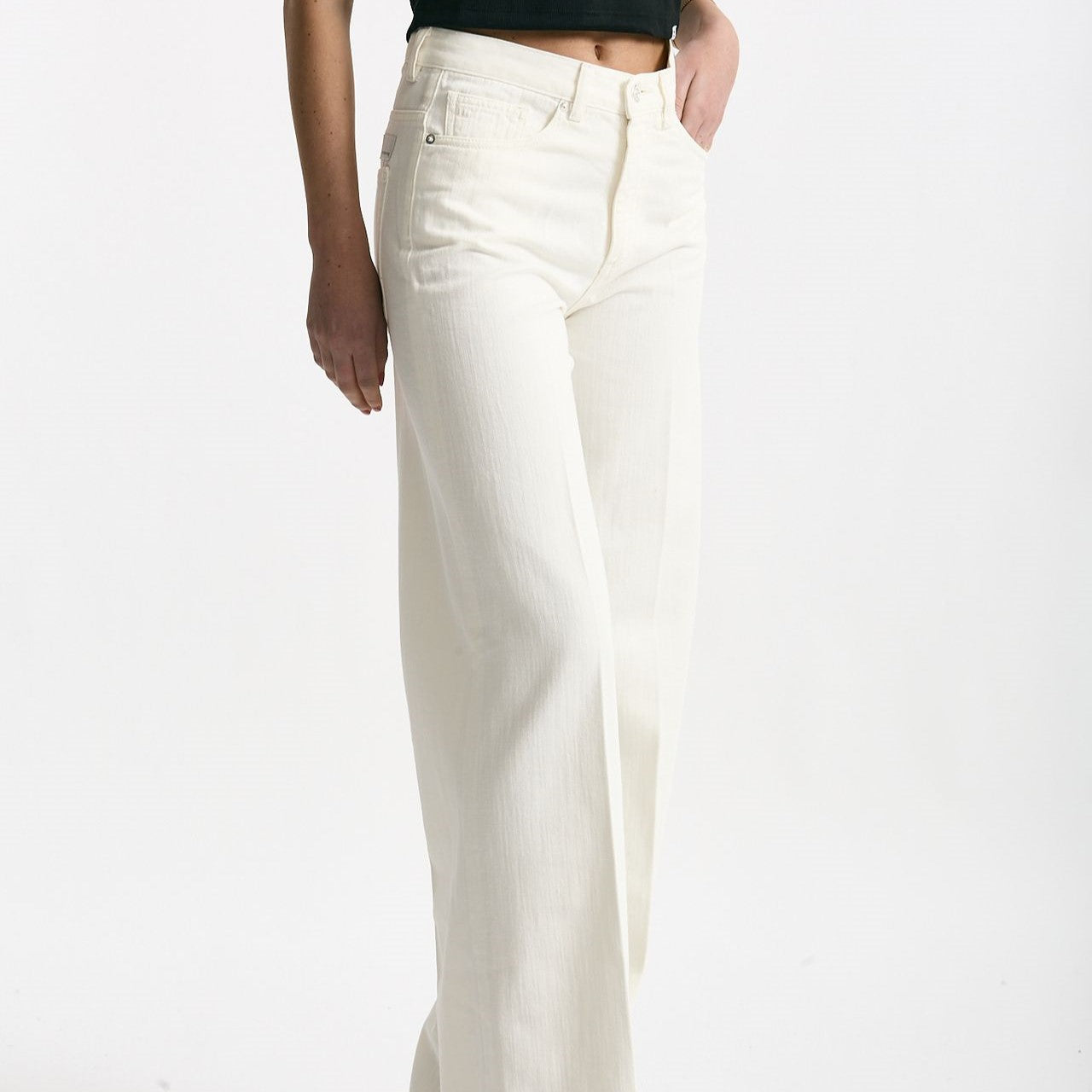 Pantalone NADIA palazzo cotone bianco donna Nine in the morning - 7