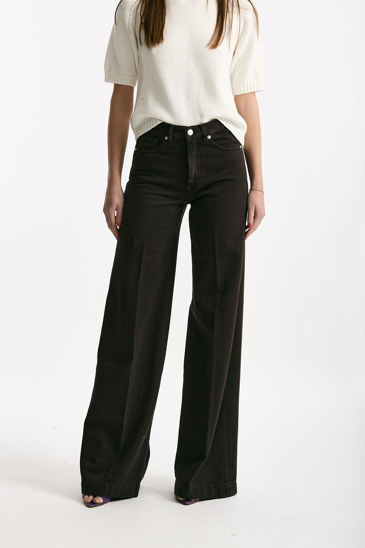 Pantalone NADIA palazzo cotone marrone donna Nine in the morning - 1