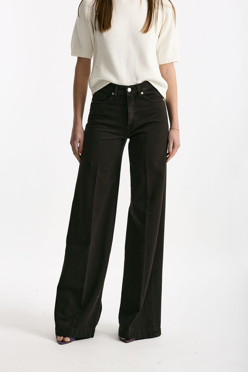 Pantalone NADIA palazzo cotone marrone donna Nine in the morning - 1