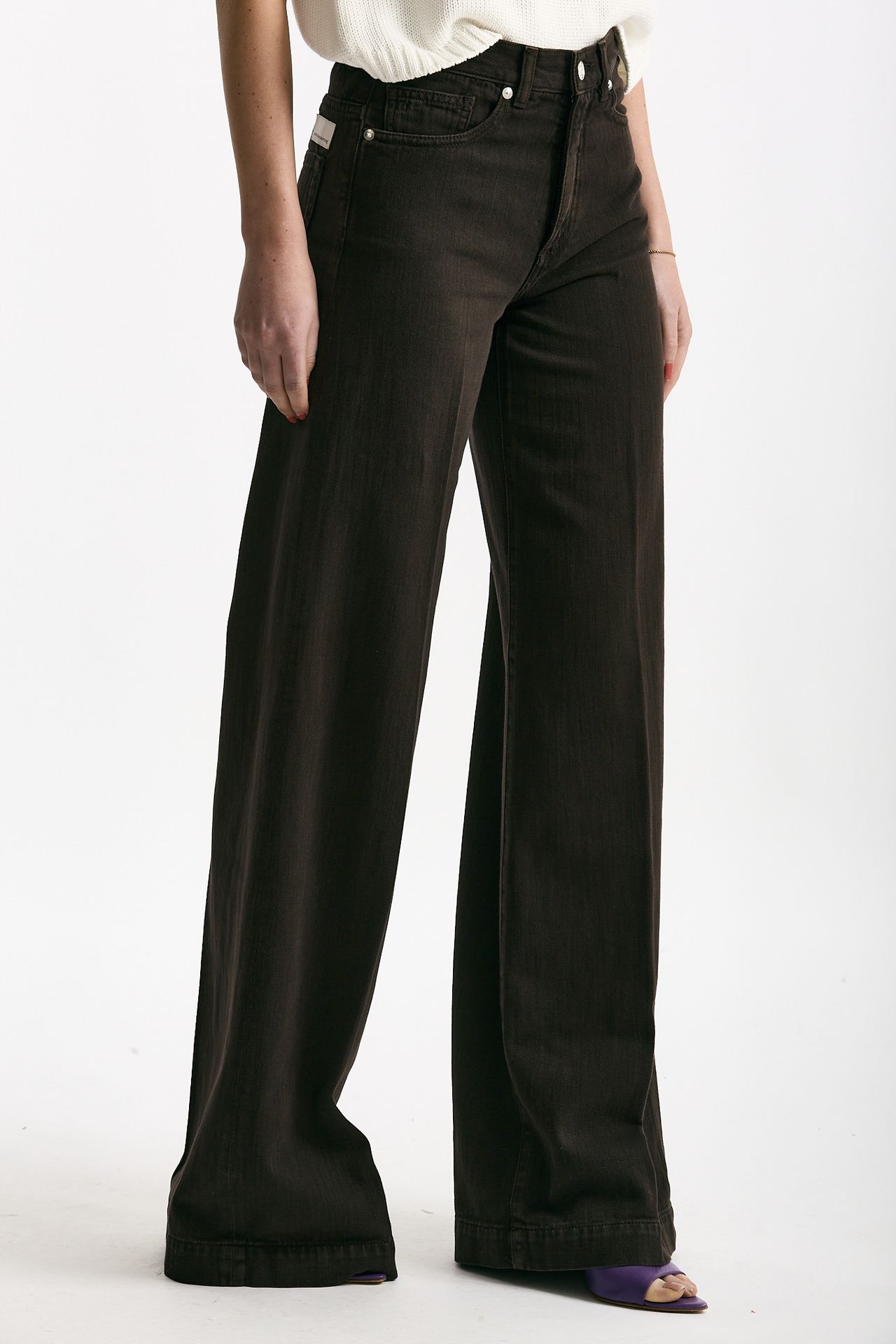 Pantalone NADIA palazzo cotone marrone donna Nine in the morning - 4