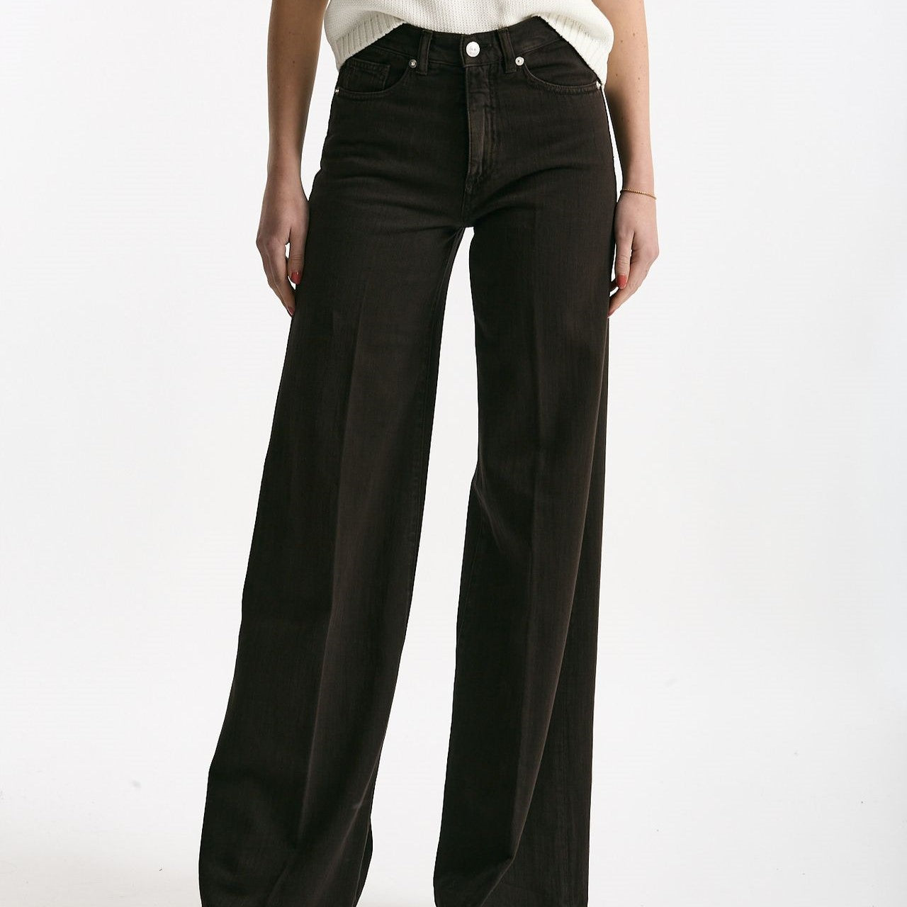 Pantalone NADIA palazzo cotone marrone donna Nine in the morning - 7