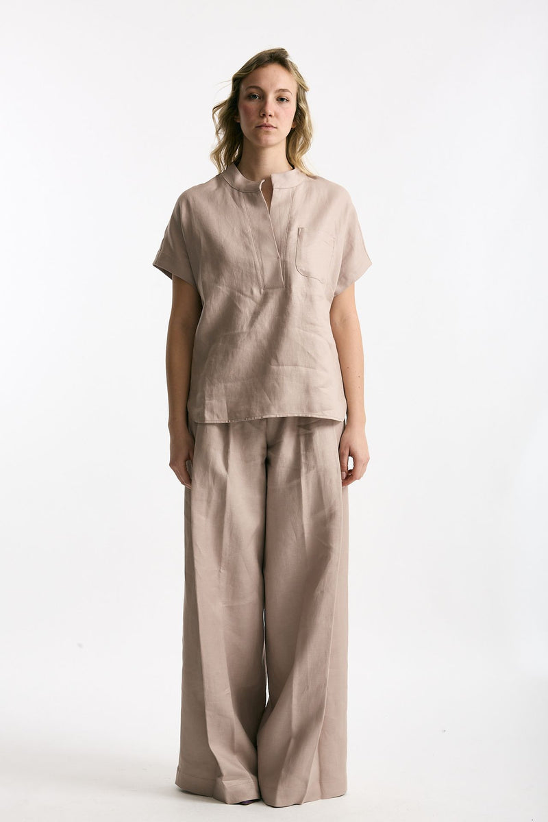 Camicia in lino rosa tenue donna Nine in the morning - 1