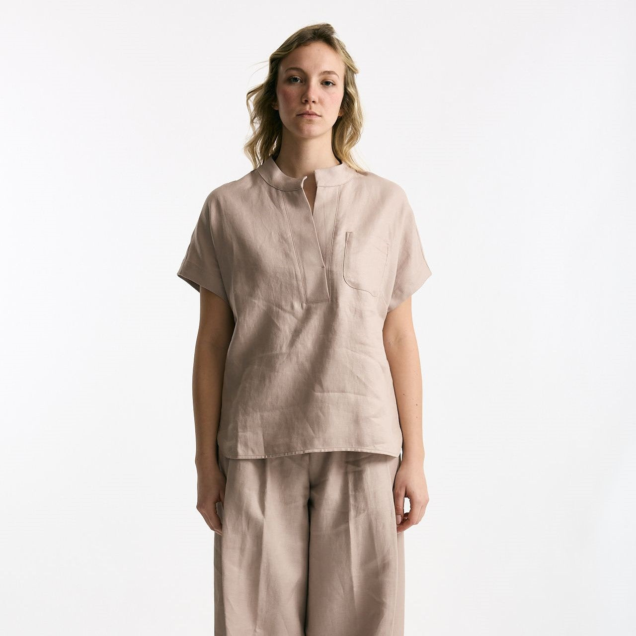 Camicia in lino rosa tenue donna Nine in the morning - 7