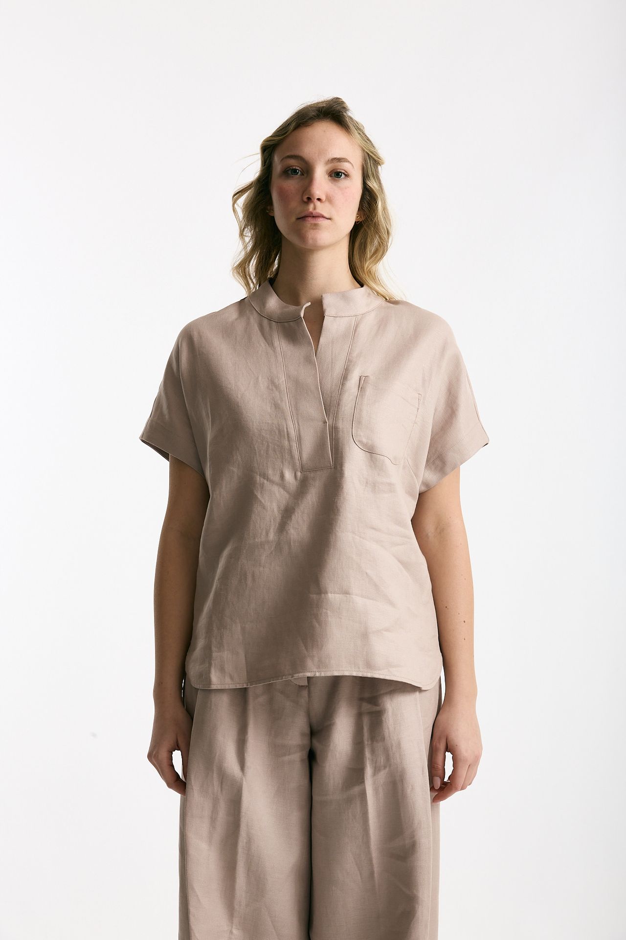 Camicia in lino rosa tenue donna Nine in the morning - 2