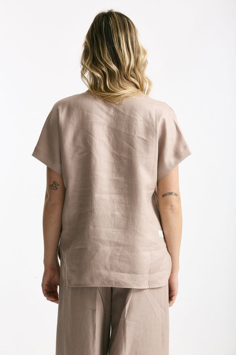 Camicia in lino rosa tenue donna Nine in the morning - 3