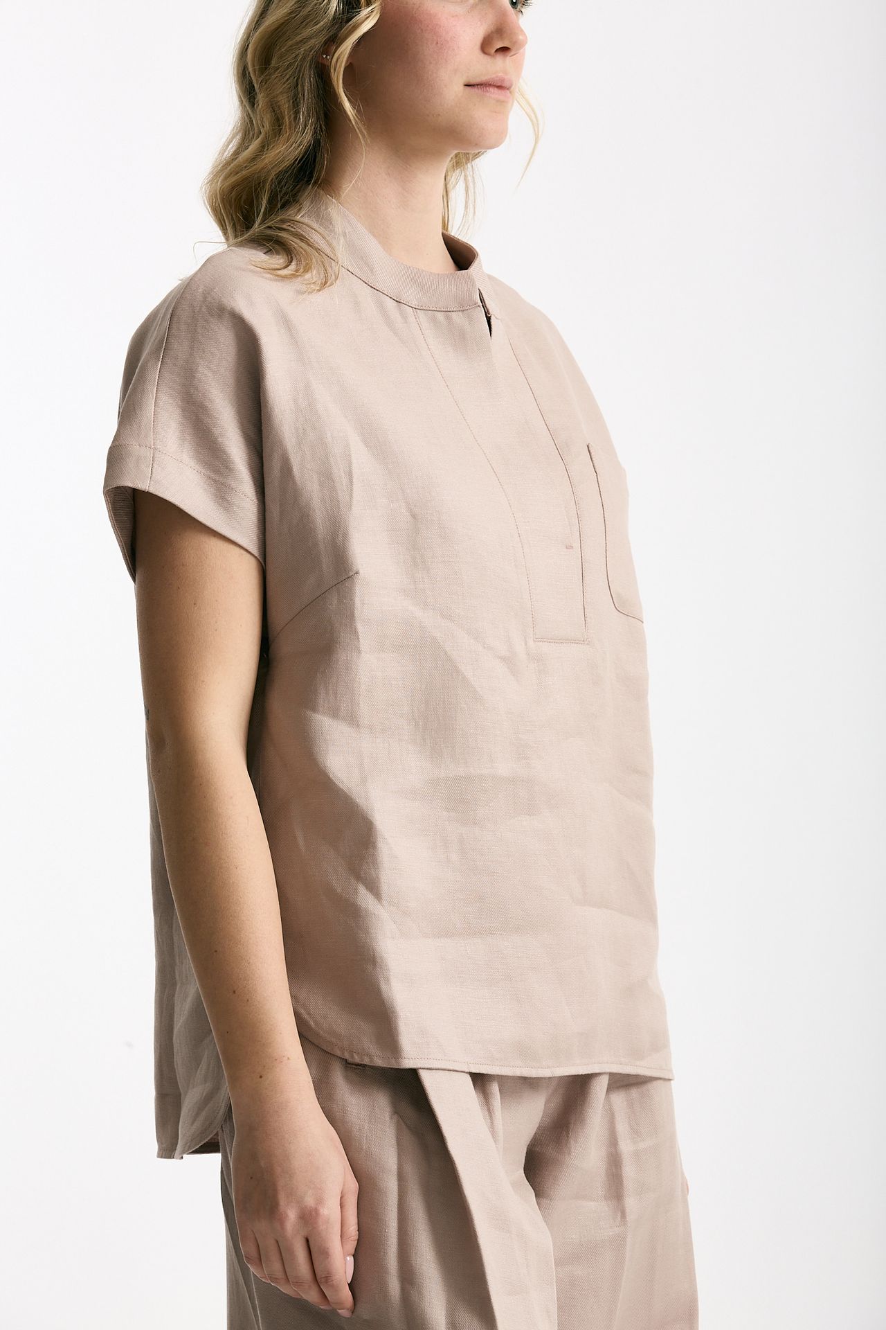 Camicia in lino rosa tenue donna Nine in the morning - 4