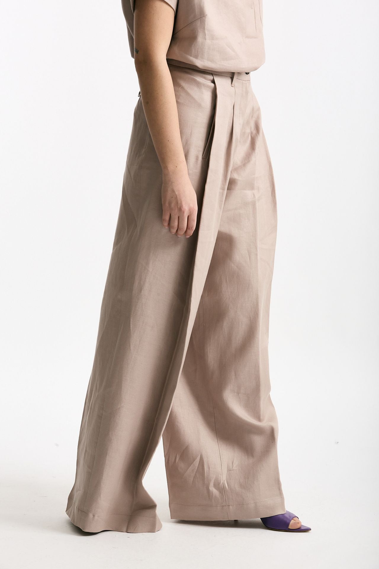 Pantalone palazzo PETRA rosa tenue donna Nine in the morning - 1
