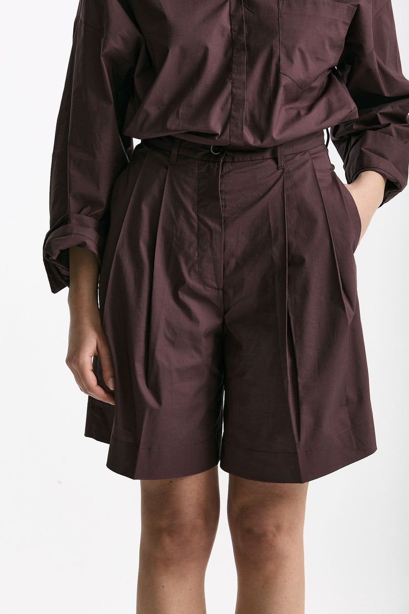 Bermuda vita alta pinces burgundy donna Nine in the morning - 1