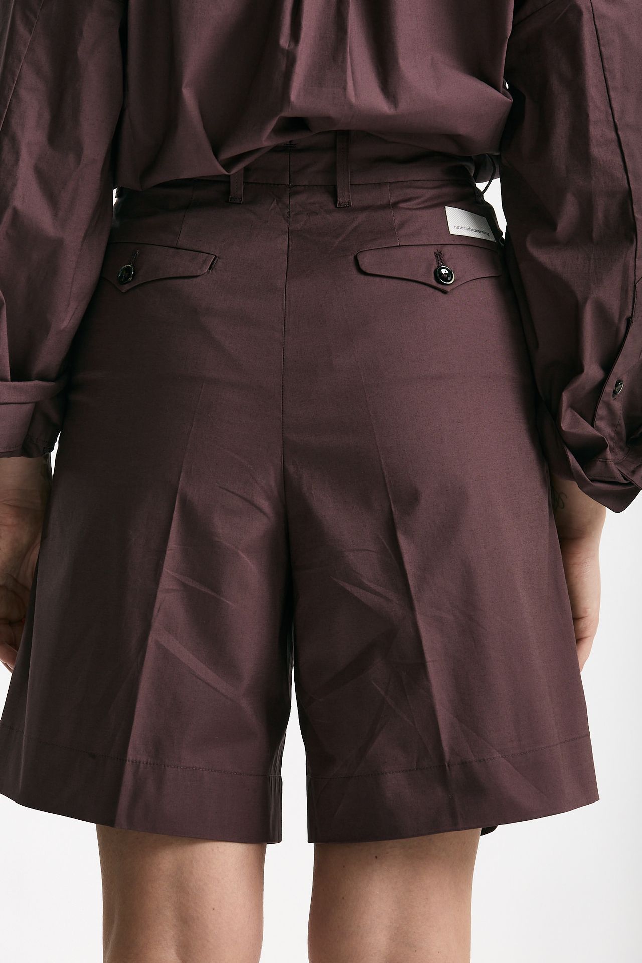 Bermuda vita alta pinces burgundy donna Nine in the morning - 3