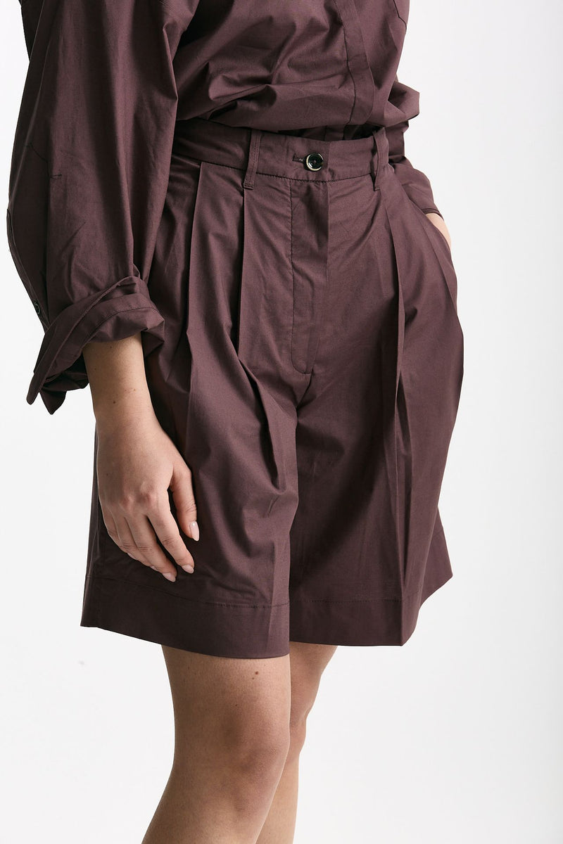 Bermuda vita alta pinces burgundy donna Nine in the morning - 4