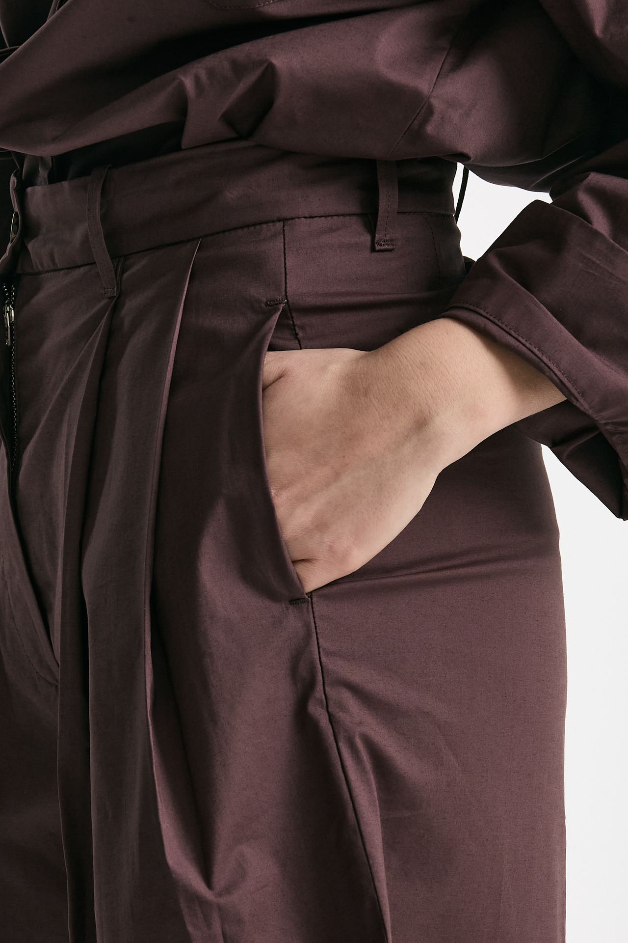 Bermuda vita alta pinces burgundy donna Nine in the morning - 6