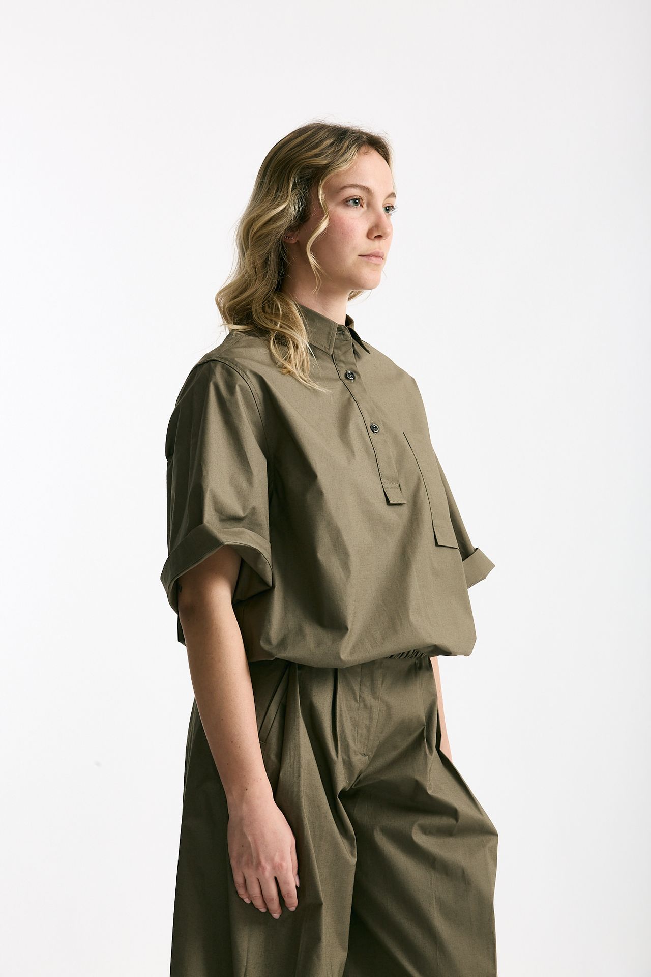 Camicia over verde oliva donna Nine in the morning - 5