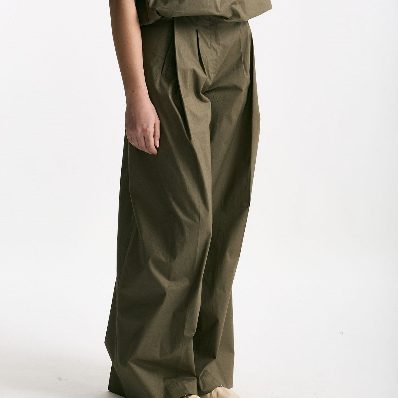 Pantalone palazzo PETRA verde oliva donna Nine in the morning - 6