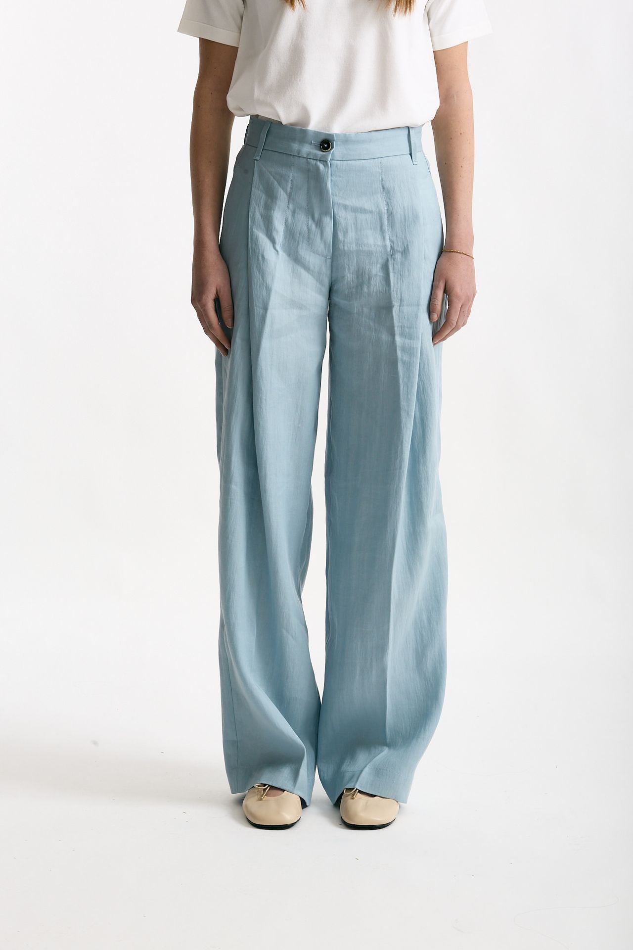 Pantalone in lino CALYPSO azzurro donna Nine in the morning - 1