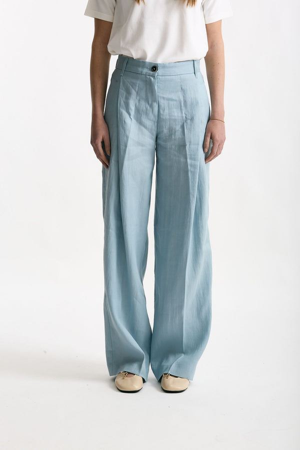 Pantalone in lino CALYPSO azzurro donna Nine in the morning