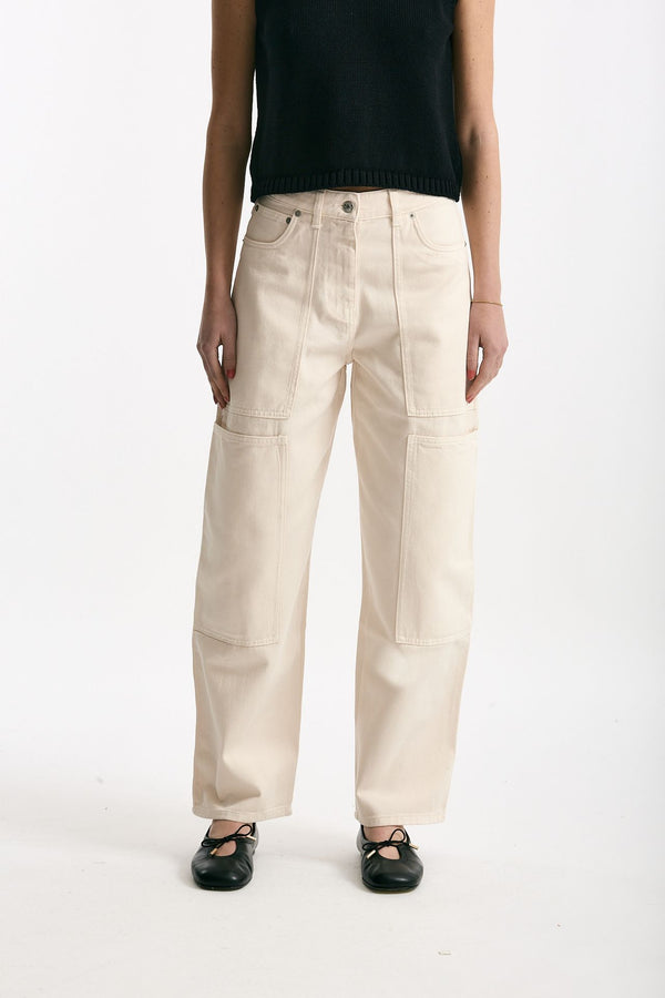 Jeans work panna Vita alta donna Nude