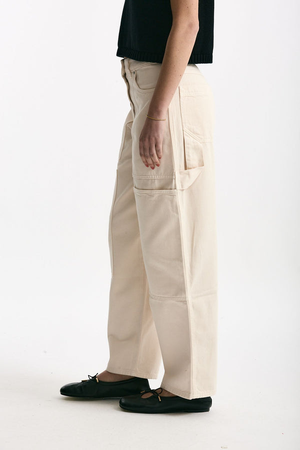 Jeans work panna Vita alta donna Nude