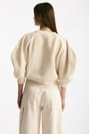 Maglia girocollo lavorata panna donna Nude - 3