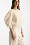 Maglia girocollo lavorata panna donna Nude - 4