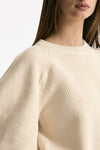Maglia girocollo lavorata panna donna Nude - 5
