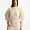 Maglia girocollo lavorata panna donna Nude - 6