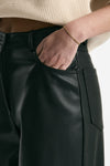 Pantaloni vita alta in ecopelle nero donna Nude - 4