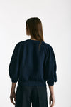 Maglia girocollo lavorata blu donna Nude - 3