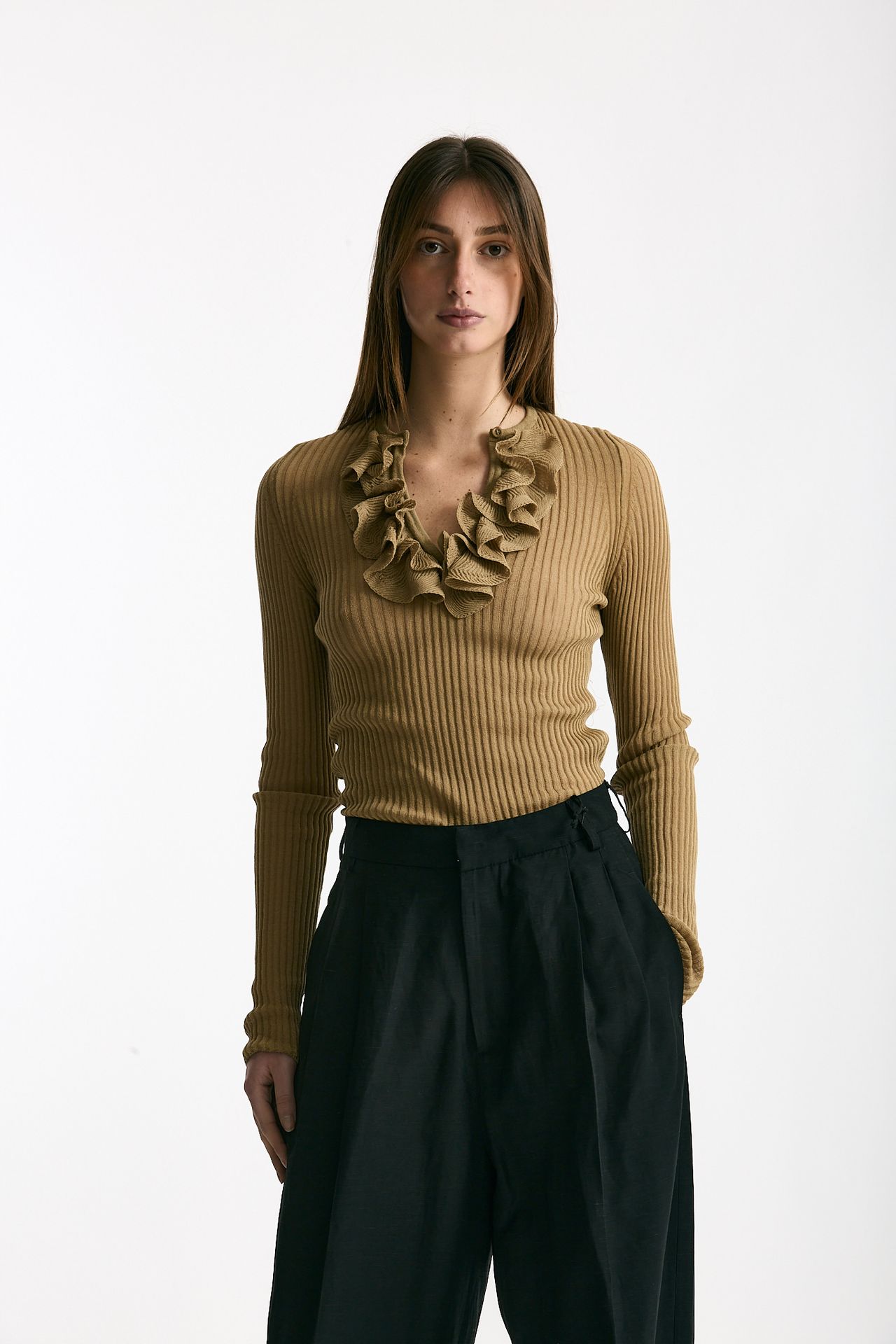 Maglia con applicazioni cammello donna Nude - 2