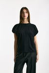 T-shirt girocollo maniche a sbuffo nero donna Nude - 4