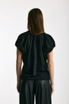 T-shirt girocollo maniche a sbuffo nero donna Nude - 3