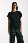 T-shirt girocollo maniche a sbuffo nero donna Nude - 1