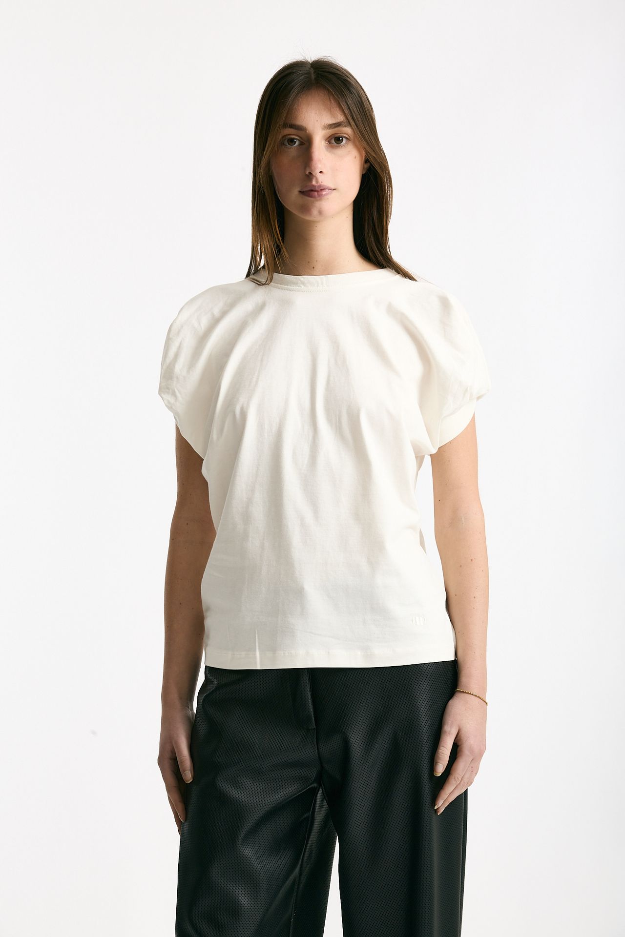 T-shirt girocollo maniche a sbuffo bianco donna Nude - 4