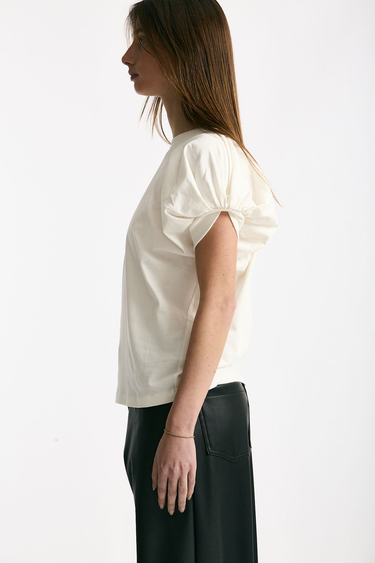 T-shirt girocollo maniche a sbuffo bianco donna Nude - 2