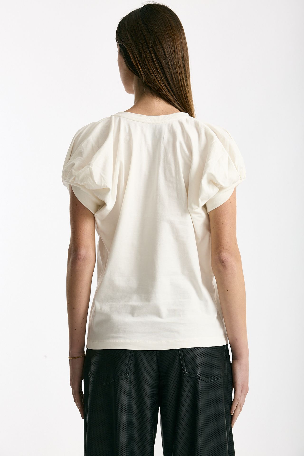 T-shirt girocollo maniche a sbuffo bianco donna Nude - 3