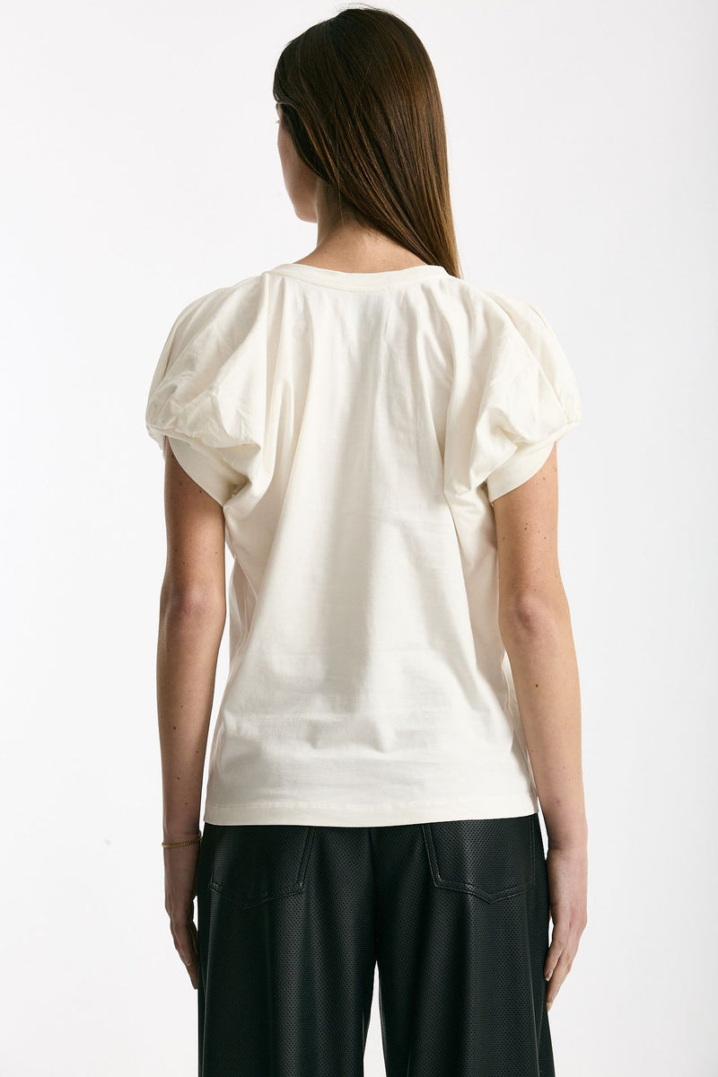 T-shirt girocollo maniche a sbuffo bianco donna Nude - 3