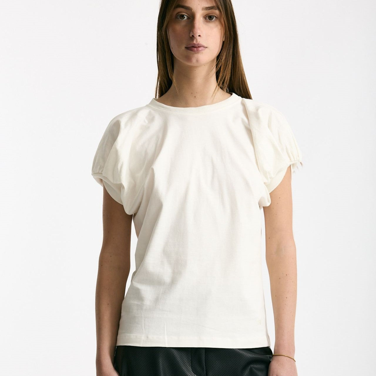 T-shirt girocollo maniche a sbuffo bianco donna Nude - 6