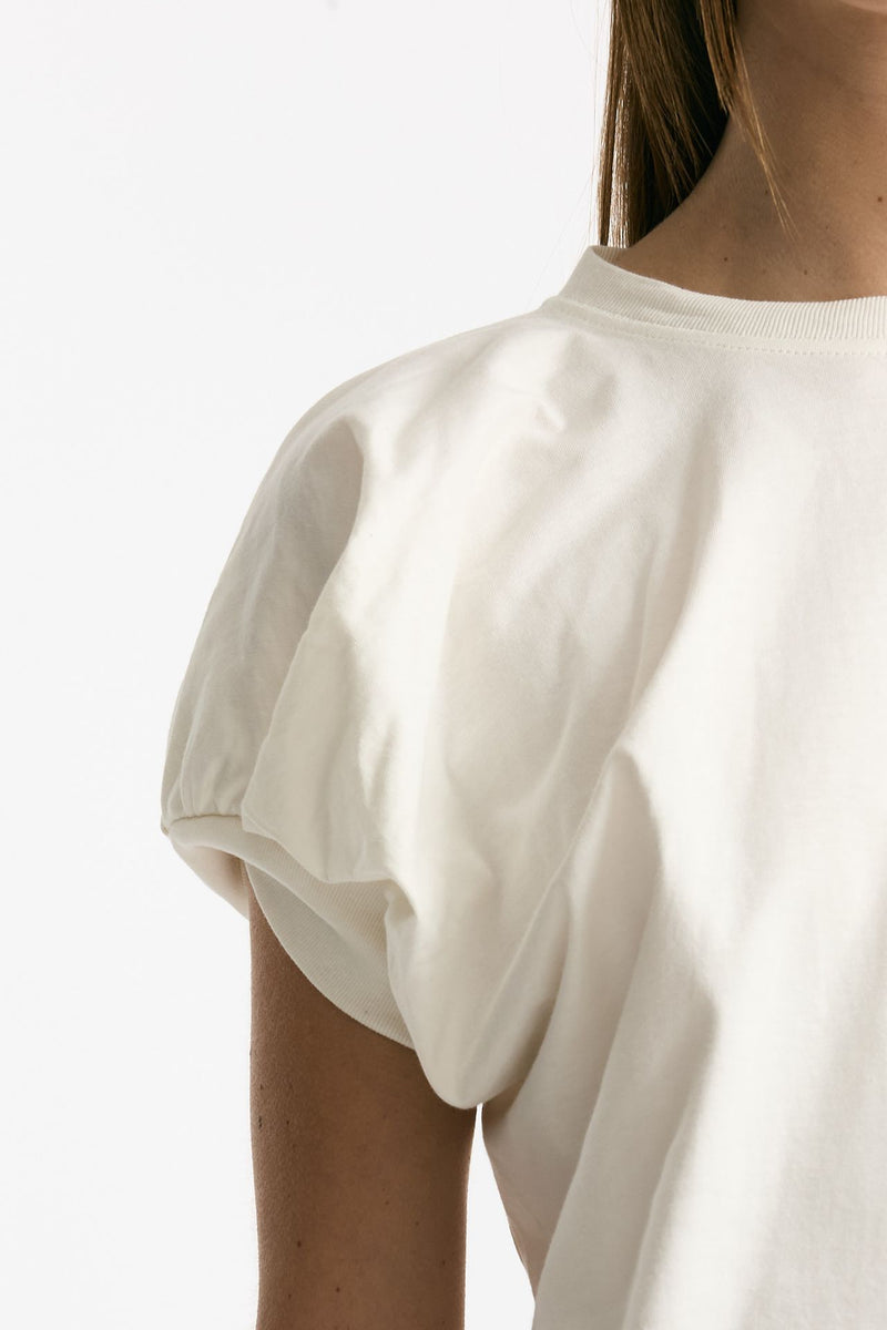 T-shirt girocollo maniche a sbuffo bianco donna Nude - 5