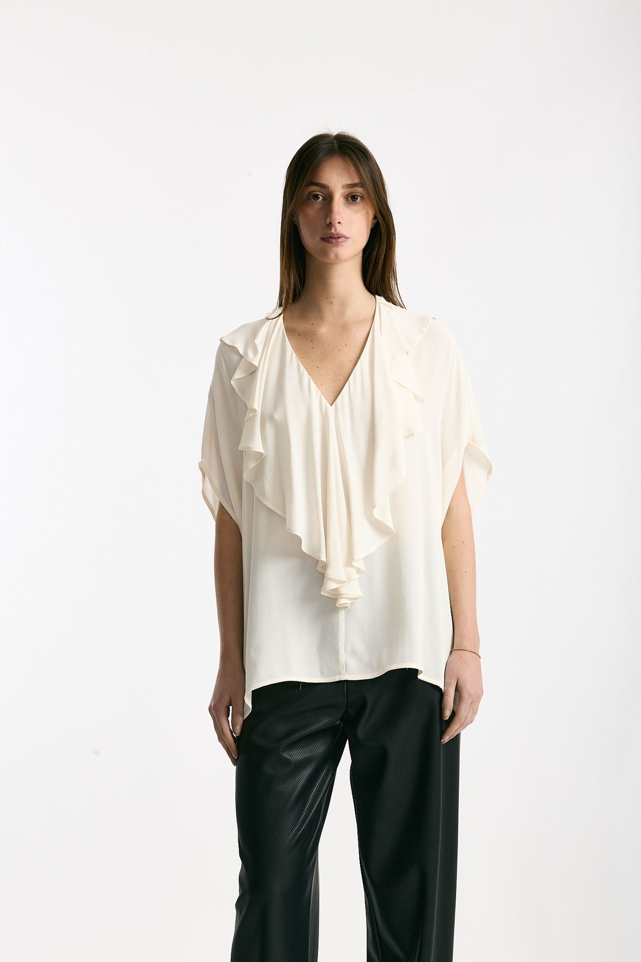 Camicia rouges in viscosa panna donna Nude - 2