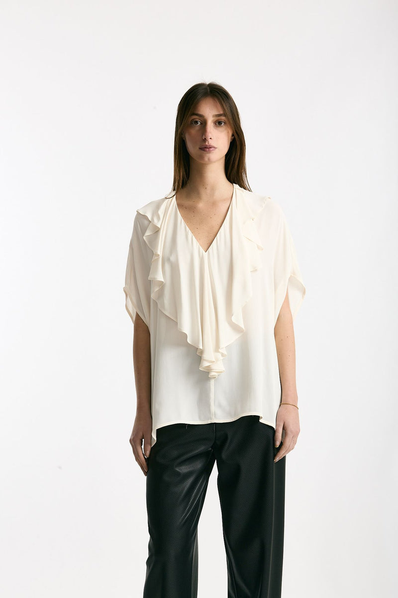 Camicia rouges in viscosa panna donna Nude - 2