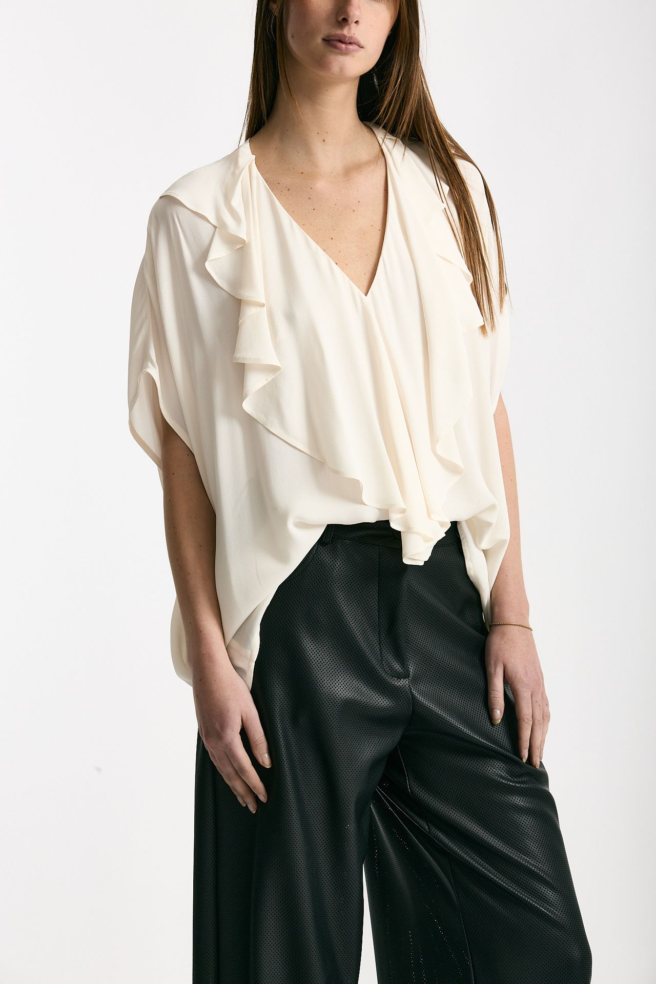 Camicia rouges in viscosa panna donna Nude - 1