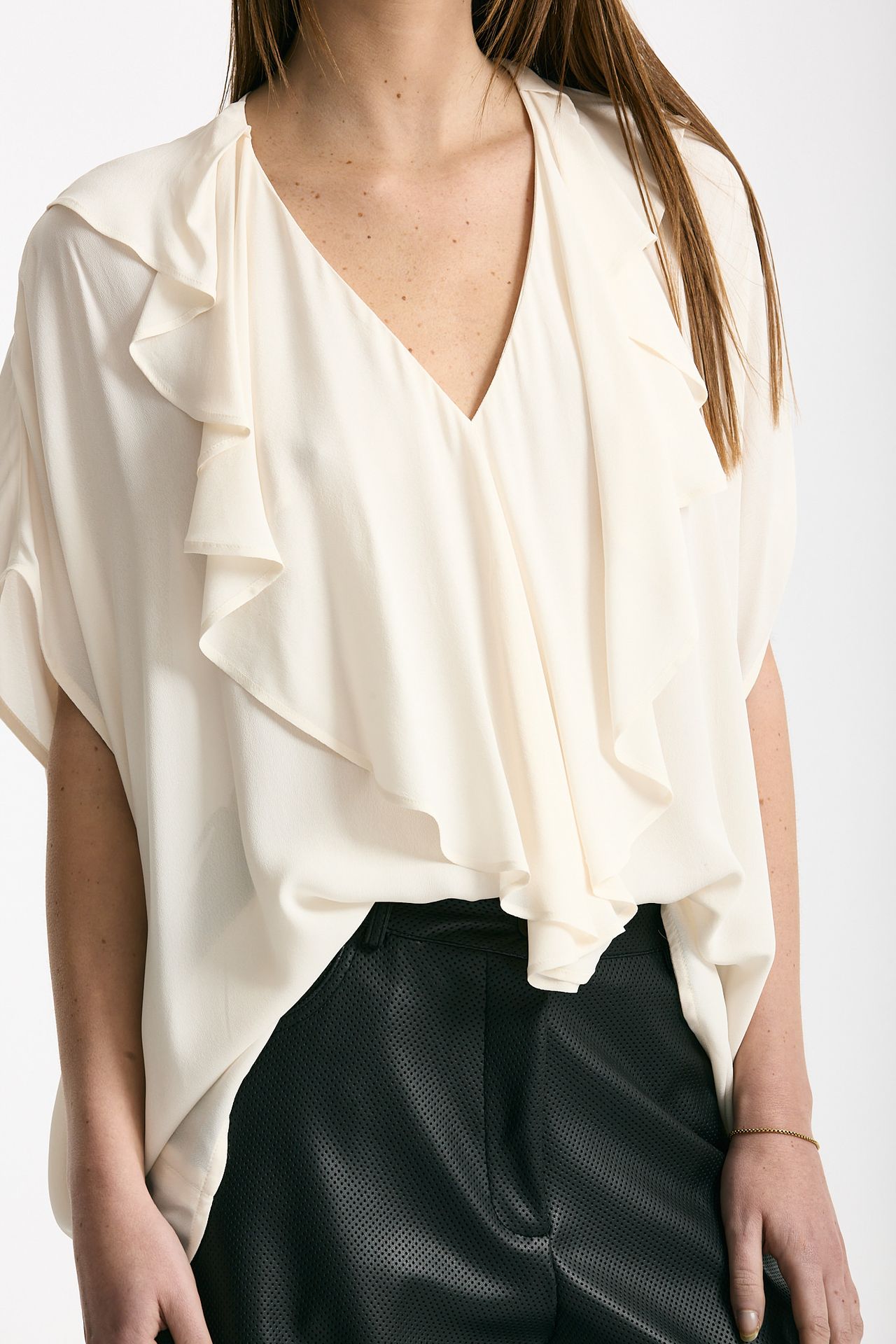 Camicia rouges in viscosa panna donna Nude - 5