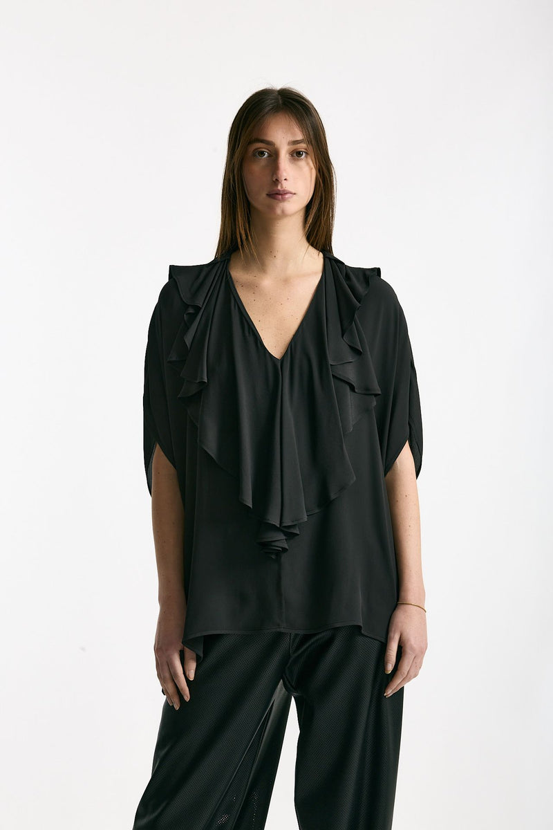 Camicia rouges in viscosa nero donna Nude - 1