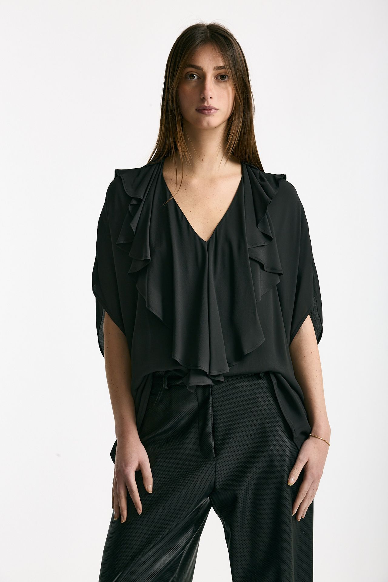Camicia rouges in viscosa nero donna Nude - 2