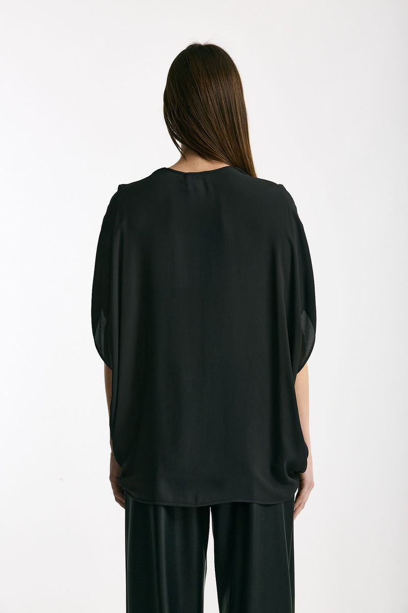 Camicia rouges in viscosa nero donna Nude - 4