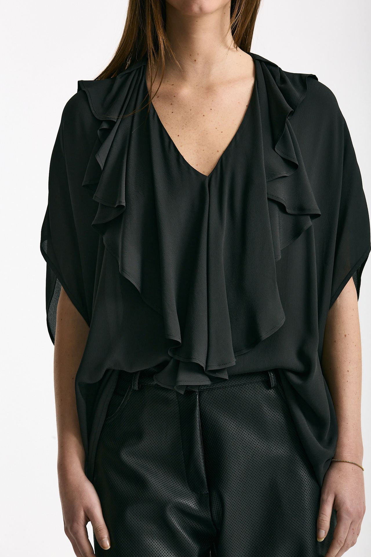 Camicia rouges in viscosa nero donna Nude - 5