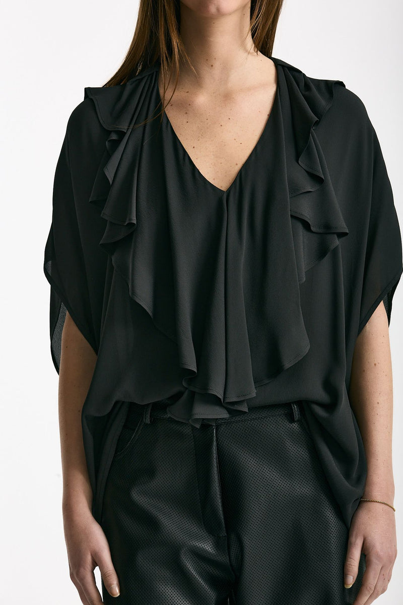 Camicia rouges in viscosa nero donna Nude - 5